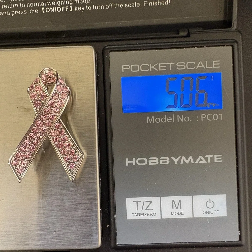 Vintage Givenchy Brooch Cancer Awareness Ribbon Pink Rhinestones